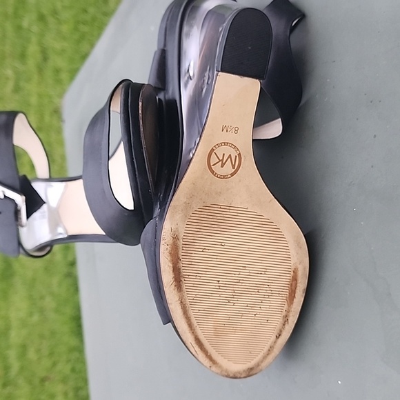 Michael Michael Kors Black leather with Clear-Heel Wedge Size 8.5M - Picture 6 of 7